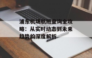 浦东机场航班查询全攻略：从实时动态到未来趋势的深度解析