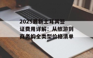 2025最新土耳其签证费用详解：从旅游到商务的全类型价格清单