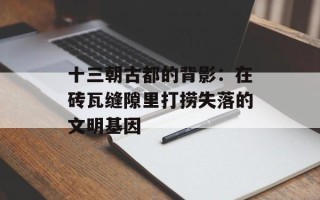十三朝古都的背影：在砖瓦缝隙里打捞失落的文明基因