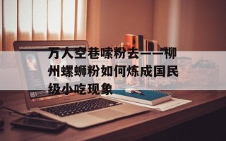 万人空巷嗦粉去——柳州螺蛳粉如何炼成国民级小吃现象
