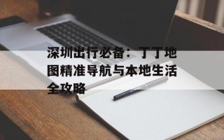 深圳出行必备：丁丁地图精准导航与本地生活全攻略