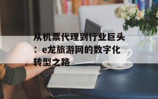 从机票代理到行业巨头：e龙旅游网的数字化转型之路
