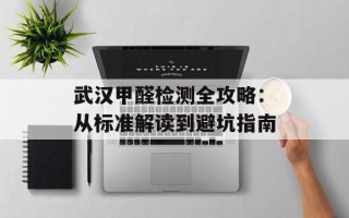 武汉甲醛检测全攻略：从标准解读到避坑指南