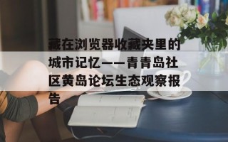 藏在浏览器收藏夹里的城市记忆——青青岛社区黄岛论坛生态观察报告