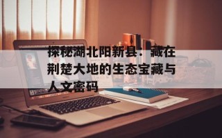 探秘湖北阳新县：藏在荆楚大地的生态宝藏与人文密码