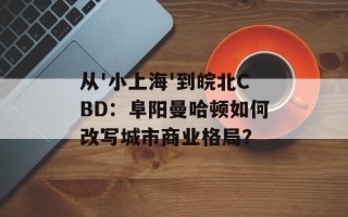 从'小上海'到皖北CBD：阜阳曼哈顿如何改写城市商业格局？
