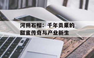 河阴石榴：千年贡果的甜蜜传奇与产业新生