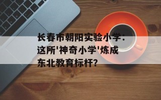 长春市朝阳实验小学：这所'神奇小学'炼成东北教育标杆？