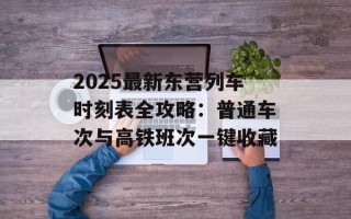 2025最新东营列车时刻表全攻略：普通车次与高铁班次一键收藏